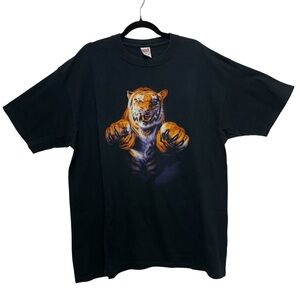 Vintage Humanitees Tiger Jumping Through Shirt Graphic T-Shirt Size 2X